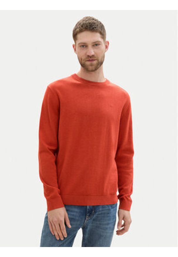 Tom Tailor Sweter 1039810 Pomarańczowy Regular Fit. Kolor: pomarańczowy. Materiał: bawełna