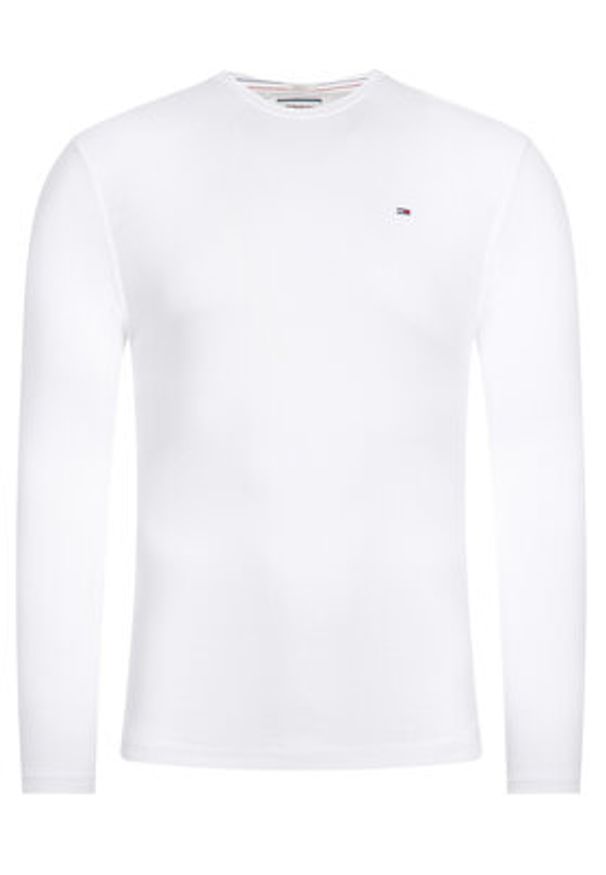 Tommy Jeans Longsleeve DM0DM04409 Biały Slim Fit. Kolor: biały. Materiał: bawełna. Długość rękawa: długi rękaw