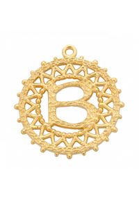 MOKOBELLE - Choker łańcuszkowy z literką 43 cm. Materiał: pozłacane, srebrne. Kolor: złoty. Wzór: aplikacja, ażurowy #3