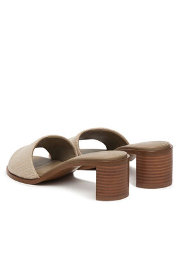 Calvin Klein Klapki Block Heel Sandal Aop HW0HW03016 Beżowy. Kolor: beżowy. Materiał: materiał
