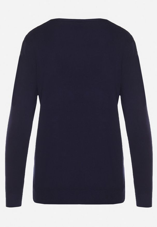 Born2be - Granatowy Sweter w Klasycznym Stylu Irimarie. Okazja: na co dzień. Kolor: niebieski. Materiał: jeans. Styl: klasyczny