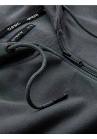 Ombre Clothing - Rozpinana męska dresowa bluza BASIC – grafitowa V11. Okazja: na co dzień. Typ kołnierza: kaptur. Kolor: szary. Materiał: dresówka. Styl: casual #2