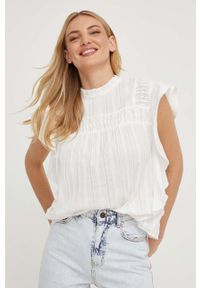 Answear Lab bluzka bawełniana X kolekcja limitowana BE SHERO kolor biały. Typ kołnierza: kołnierzyk stójkowy. Kolor: biały. Materiał: bawełna. Styl: wakacyjny #1