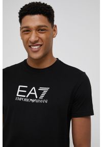 EA7 Emporio Armani T-shirt bawełniany kolor czarny z nadrukiem. Okazja: na co dzień. Kolor: czarny. Materiał: bawełna. Wzór: nadruk. Styl: casual