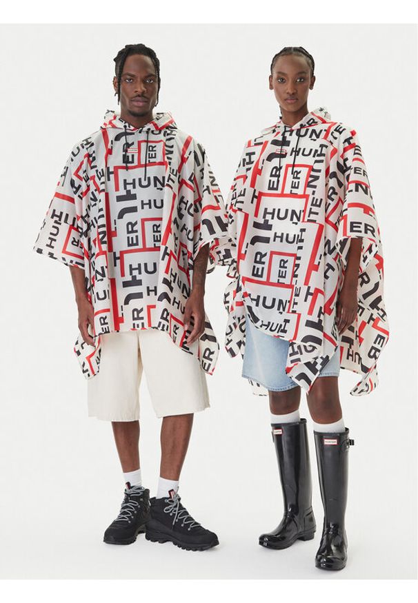 Hunter Ponczo HARU0006261 Biały Regular Fit. Kolor: biały. Materiał: syntetyk