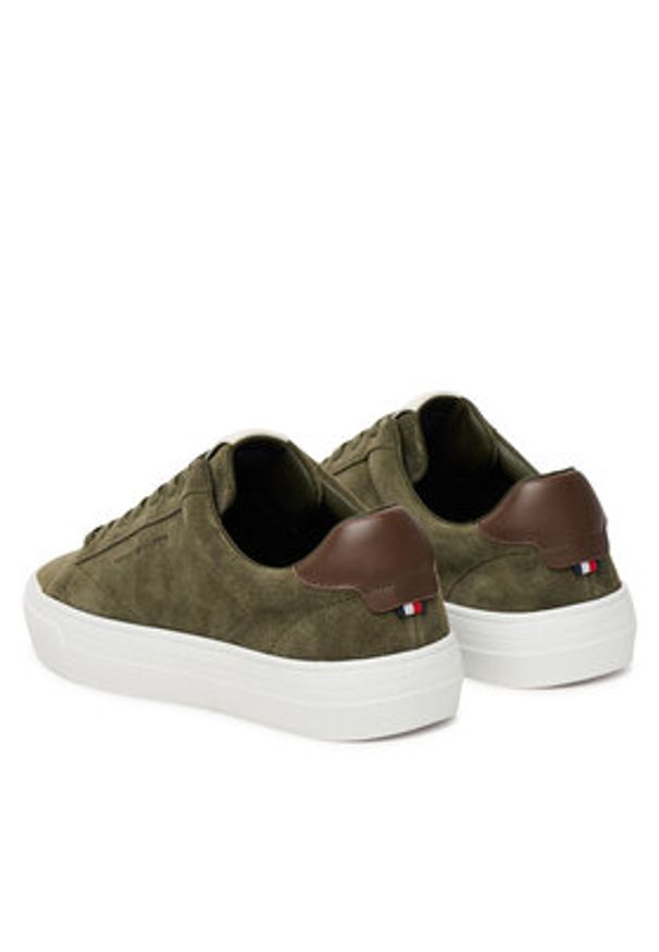TOMMY HILFIGER - Tommy Hilfiger Sneakersy Premium Dress Cupsole FM0FM05573 Khaki. Kolor: brązowy. Materiał: zamsz, skóra