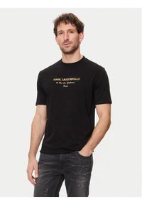 Karl Lagerfeld - KARL LAGERFELD T-Shirt 755056 542224 Czarny Regular Fit. Typ kołnierza: dekolt w karo. Kolor: czarny. Materiał: bawełna #1