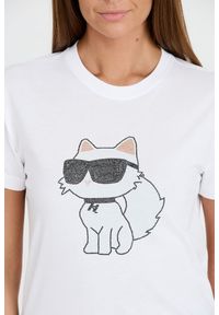 Karl Lagerfeld - KARL LAGERFELD Biały damski t-shirt Ikonik 2.0, Rozmiar XS. Kolor: biały
