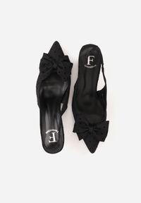 Born2be - Czarne Sandały na Kaczuszce z Noskiem w Szpic z Kokardą Nephoo. Okazja: na co dzień, na ślub cywilny, na wesele, na imprezę. Zapięcie: pasek. Kolor: czarny. Obcas: na szpilce. Styl: casual, elegancki, wizytowy #5