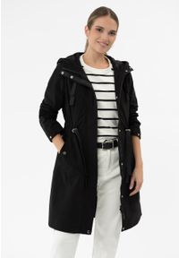 Volcano - Wodoodporny płaszcz J-IZRA. Okazja: na co dzień. Typ kołnierza: kaptur. Materiał: skóra, materiał. Długość: długie. Styl: casual, elegancki #1