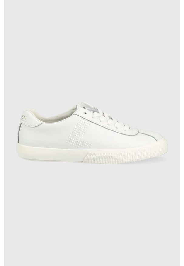Lauren Ralph Lauren sneakersy skórzane JANELE 802852186003.100 kolor biały. Nosek buta: okrągły. Zapięcie: sznurówki. Kolor: biały. Materiał: skóra. Obcas: na obcasie. Wysokość obcasa: niski