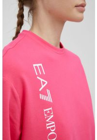 EA7 Emporio Armani dres damski kolor różowy. Kolor: różowy. Materiał: dresówka. Wzór: nadruk #4