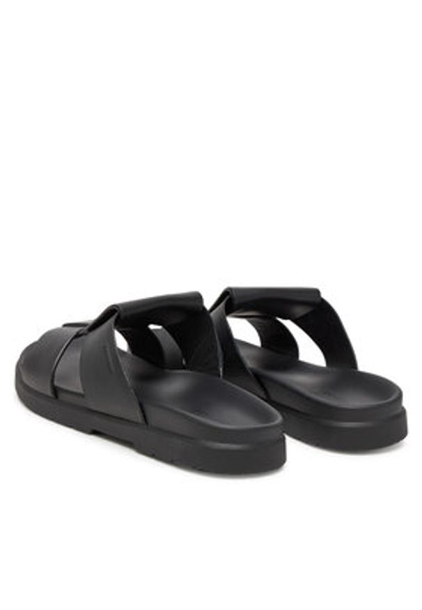 Calvin Klein Klapki Lug Sandal Double T Lth HM0HM01734 Czarny. Kolor: czarny. Materiał: skóra