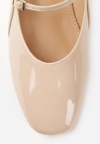 Renee - Beżowe Balerinki Mary Jane na Płaskiej Podeszwie z Paskami na Sprzączki Zinitia. Okazja: na co dzień. Zapięcie: pasek. Kolor: beżowy. Materiał: jeans. Obcas: na płaskiej podeszwie. Styl: casual, elegancki, klasyczny #3