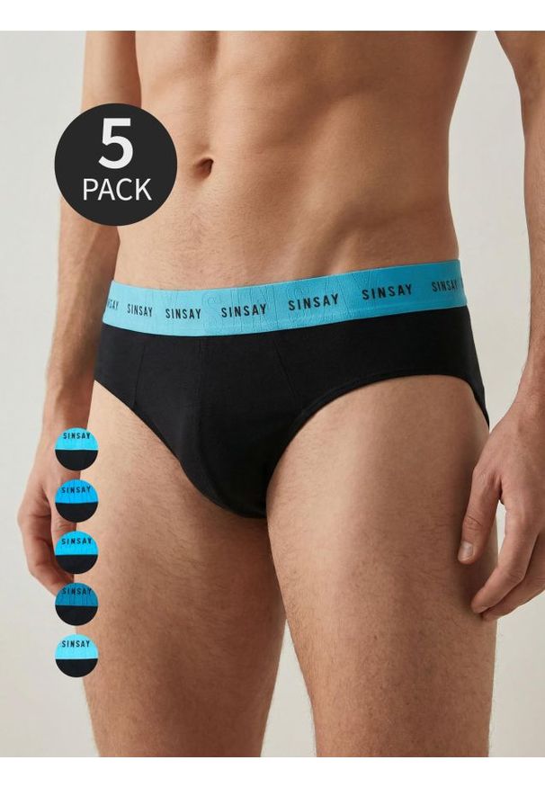Sinsay - Bawełniane majtki slipy 5 pack - czarny. Kolor: czarny. Materiał: bawełna