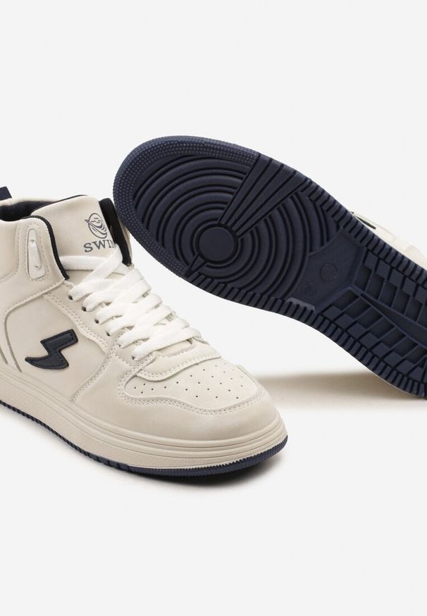 Born2be - Beżowo-Granatowe Sneakersy Eudala. Kolor: beżowy. Materiał: jeans