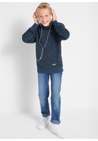 bonprix - Bluza z kapturem z miękkiej mieszanki bawełny. Okazja: na uczelnię. Typ kołnierza: kaptur. Kolor: niebieski. Materiał: bawełna. Wzór: melanż. Styl: sportowy #2