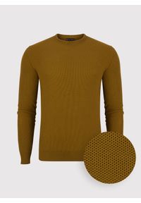 Pako Lorente - PAKO LORENTE – Musztardowy sweter męski z okrągłym dekoltem P23WF-2X-013-Y-0. Kolor: żółty. Materiał: bawełna. Styl: klasyczny