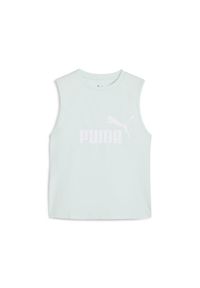 Puma - Damska wąska koszulka bez rękawów z logo No. 1 ESS PUMA Peaceful Blue. Kolor: niebieski. Materiał: guma. Długość rękawa: bez rękawów. Wzór: nadruk