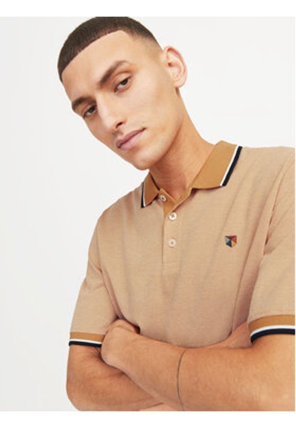 Jack & Jones - Jack&Jones Polo Bluwin 12169064 Pomarańczowy Regular Fit. Typ kołnierza: polo. Kolor: pomarańczowy. Materiał: syntetyk, bawełna