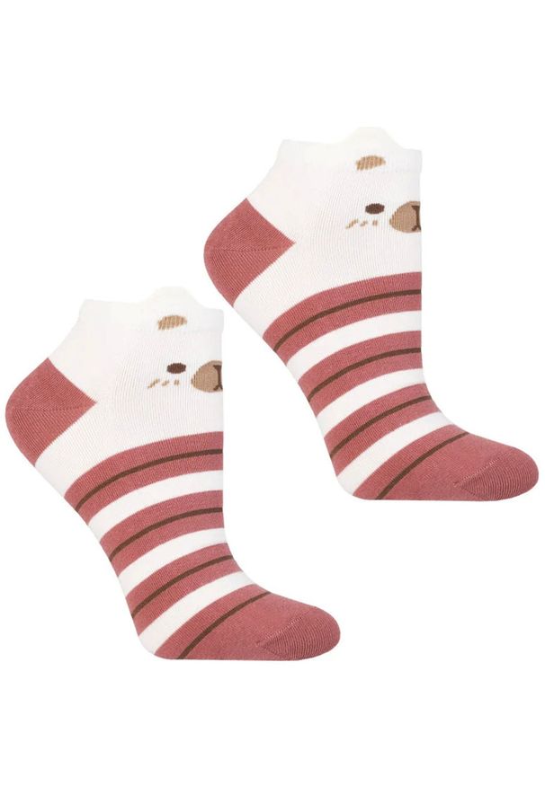 Bordowe Damskie Skarpetki Moraj 3 Pary. Kolor: czerwony. Materiał: materiał