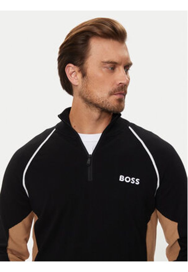 BOSS - Boss Sweter Hydro-X 50519377 Czarny Regular Fit. Kolor: czarny. Materiał: bawełna