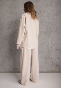 Renee - Jasnobeżowy Komplet Dresowy z Dzianiny z Wiskozą Bluza i Spodnie Wide Leg Nevelida. Kolor: beżowy. Materiał: dzianina, wiskoza, dresówka #3
