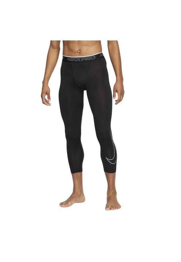 Nike - Męskie Spodnie Termiczne DriFIT. Kolor: czarny. Długość: długie