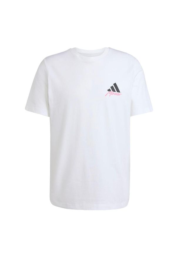 Adidas - Koszulka Messi Icon Graphic. Kolor: biały. Materiał: bawełna. Wzór: kolorowy. Sport: piłka nożna