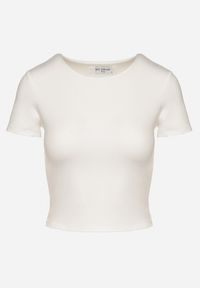 Born2be - Biały T-shirt Krótki z Wiskozą Eframera. Okazja: na co dzień. Kolor: biały. Materiał: wiskoza. Długość: krótkie. Styl: klasyczny, elegancki, casual