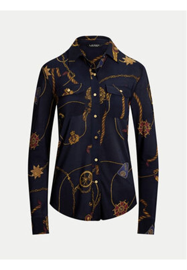 Lauren Ralph Lauren - LAUREN RALPH LAUREN Koszula 200957607001 Granatowy Slim Fit. Kolor: niebieski. Materiał: syntetyk