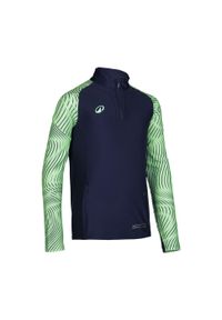KIPSTA - Bluza piłkarska na krótki suwak dla dzieci Kipsta Viralto Wavy Club. Kolor: wielokolorowy, niebieski, zielony. Materiał: materiał, poliester, elastan. Długość: krótkie. Sport: piłka nożna