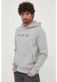 TOMMY HILFIGER - Tommy Hilfiger bluza męska kolor szary z kapturem wzorzysta. Typ kołnierza: kaptur. Kolor: szary. Materiał: bawełna, dzianina. Długość rękawa: długi rękaw. Długość: długie #3