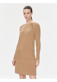 Luisa Spagnoli Sukienka dzianinowa Mitezza 58121 Brązowy Regular Fit. Kolor: brązowy. Materiał: wełna, dzianina #1
