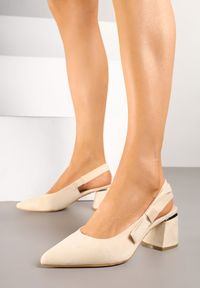 Renee - Beżowe Sandały na Słupku Vices Slingback ze Skórzaną Wkładką Vevoline. Okazja: na co dzień, do pracy, na spotkanie biznesowe. Zapięcie: sprzączka. Kolor: beżowy. Materiał: skóra. Sezon: lato. Obcas: na słupku. Styl: klasyczny, casual, biznesowy, elegancki #5