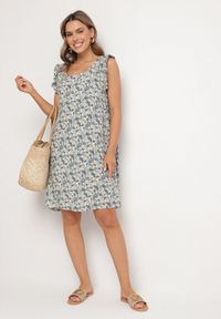 Born2be - Niebieska Rozkloszowana Sukienka Bawełniana bez Rękawów w Wzór Paisley Tullio. Okazja: na co dzień. Kolor: niebieski. Materiał: bawełna. Długość rękawa: bez rękawów. Wzór: paisley. Styl: casual, elegancki #6
