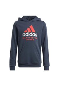 Adidas - Bluza z kapturem Manchester United Kids. Typ kołnierza: kaptur. Kolor: szary