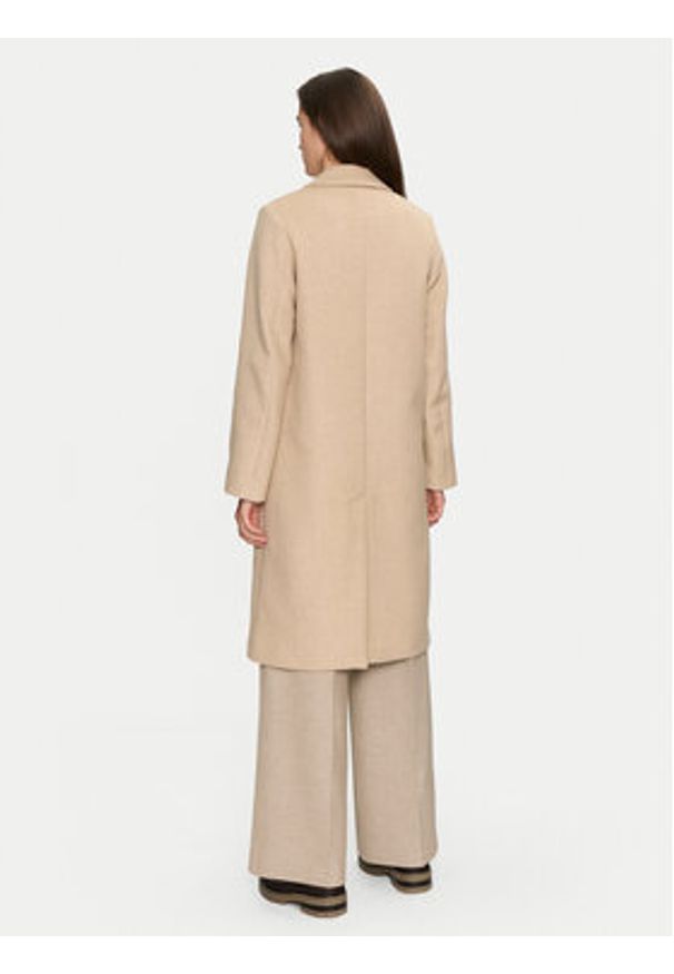 Marc O'Polo Płaszcz wełniany 408 0294 71265 Beżowy Regular Fit. Typ kołnierza: polo. Kolor: beżowy. Materiał: syntetyk