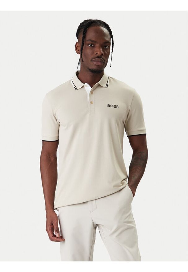 BOSS Polo Paddy Pro 50469102 Beżowy Regular Fit. Typ kołnierza: polo. Kolor: beżowy. Materiał: syntetyk