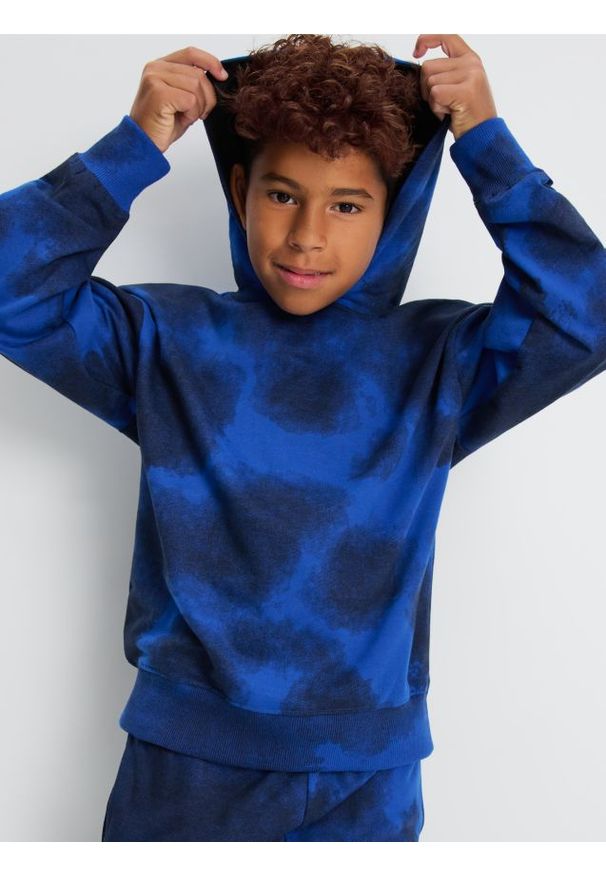 Sinsay - Bluza z kapturem - granatowy. Typ kołnierza: kaptur. Kolor: niebieski