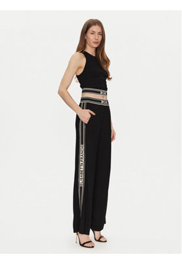 Elisabetta Franchi Top TK-39S-51E2 Czarny Slim Fit. Kolor: czarny. Materiał: wiskoza