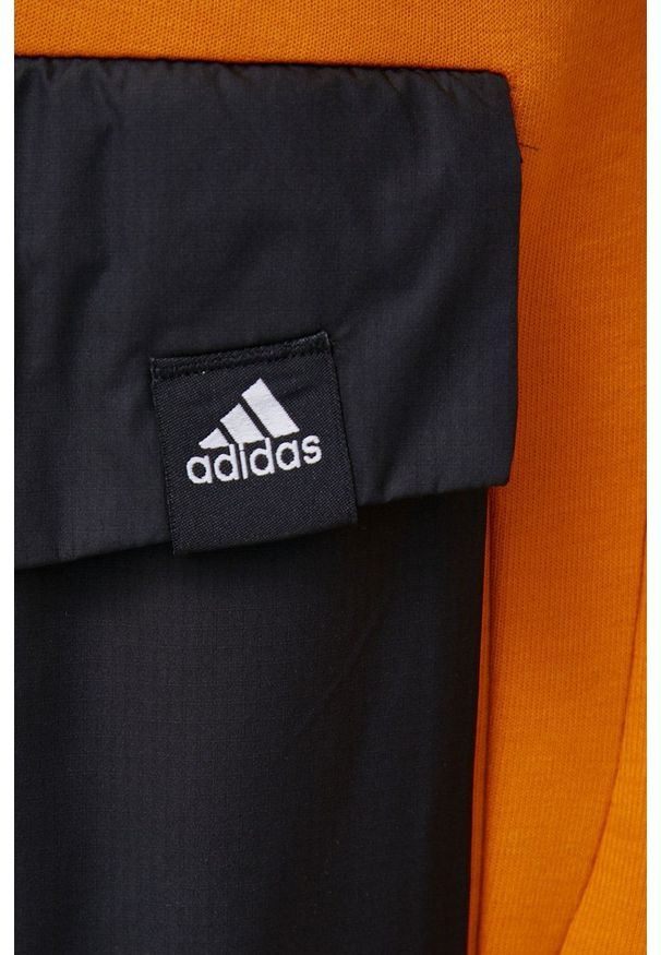 adidas Performance Bluza H48980 męska kolor pomarańczowy z kapturem gładka. Typ kołnierza: kaptur. Kolor: pomarańczowy. Materiał: dzianina, materiał, tkanina. Wzór: gładki