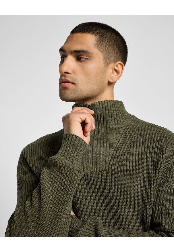 Lee - LEE MĘSKI SWETER HALF ZIP KNIT MERCANTILE GREEN 112355675 L83Y008526