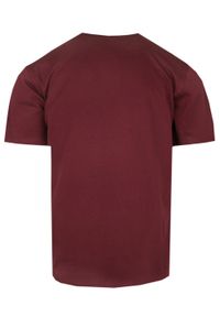Męski T-Shirt - Pako Jeans - Bordowa, Print (Nadruk). Okazja: na co dzień. Kolor: czerwony. Materiał: bawełna. Wzór: nadruk. Styl: casual