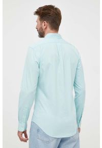 Polo Ralph Lauren koszula bawełniana męska kolor turkusowy slim z kołnierzykiem button-down. Okazja: na co dzień. Typ kołnierza: button down, polo. Kolor: turkusowy. Materiał: bawełna. Wzór: aplikacja. Styl: casual #5