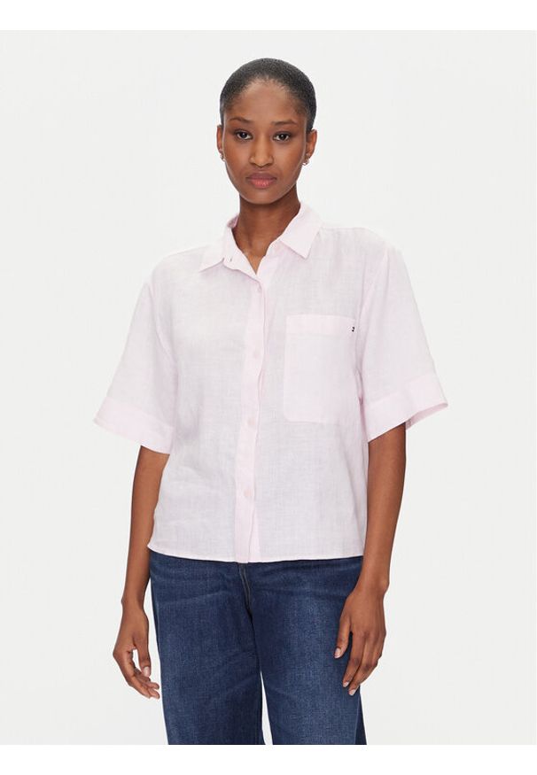 TOMMY HILFIGER - Tommy Hilfiger Koszula WW0WW44720 Różowy Relaxed Fit. Kolor: różowy. Materiał: len