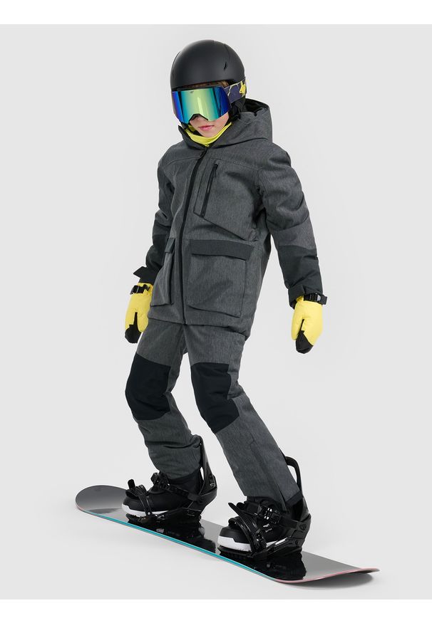 4f - 4F Kurtka snowboardowa membrana 10000 dziecięca - czarna 164 (13-14 lat). Kolor: czarny. Materiał: poliester, materiał. Sezon: lato