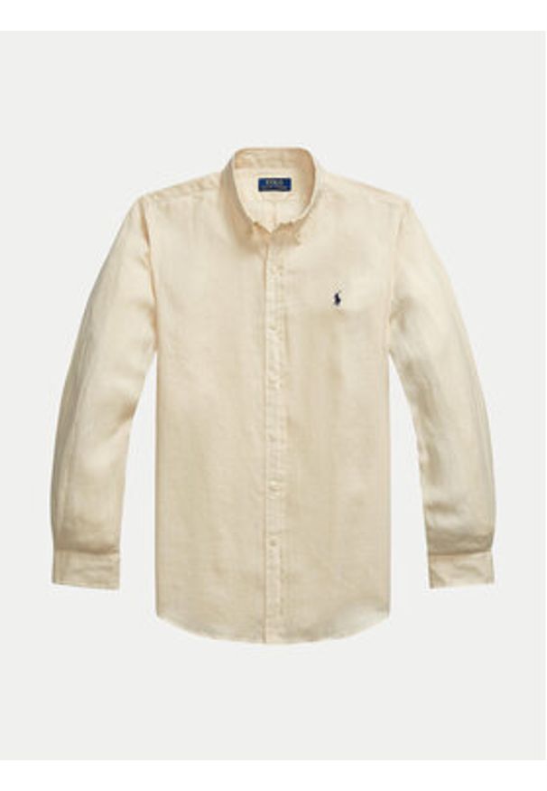 Polo Ralph Lauren Koszula 710968915005 Beżowy Slim Fit. Typ kołnierza: polo. Kolor: beżowy. Materiał: len