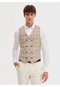 Pako Lorente - PAKO LORENTE - Dwurzędowa kamizelka męska w mocną kratę. Materiał: poliester, wiskoza, elastan. Wzór: kratka. Styl: młodzieżowy, elegancki #1