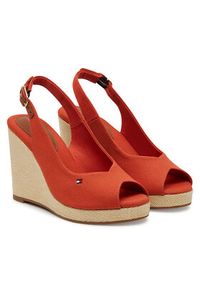 TOMMY HILFIGER - Tommy Hilfiger Espadryle Flag High Wedge Espad Slingback FW0FW08597 Pomarańczowy. Kolor: pomarańczowy. Materiał: materiał